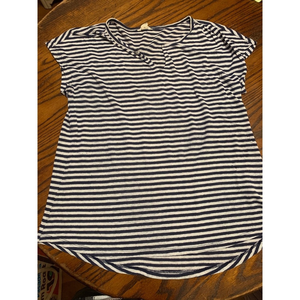 J Crew & Caslon Striped Linen Blend V-Neck T-Shirt Bundle Blue White Medium - Picture 2 of 11